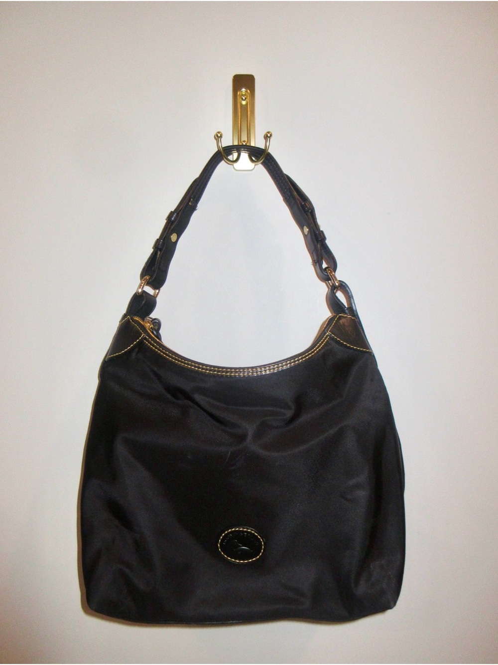 Dooney & Bourke Black Shoulder Bag with Gold Hardware